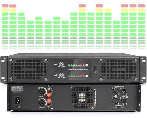 WHOOLEFUN Professional Stereo Power Amplifier 1000W, Dual-channel Output with Color Spectrum Lights,for Home Audio, Recording Studio, Karaoke, and Stage Performance