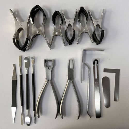 Saxophon-Reparatur-Set aus Edelstahl, 17-teilig, für Altsaxophon, Klarinette, Flöte, tragbares Blasinstrument, Wartungsset mit Tragetasche