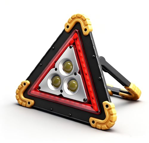 BUERPINKING Triangolo di avvertimento auto pieghevole, triangolo di avvertimento auto con 4 modalità, triangolo stradale per riparazione auto, camion, officina, avventura e assistenza stradale