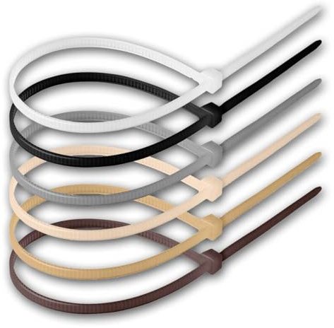 120 Kabelbinder 300mm x 4,8mm Naturfarben Mix – 22kg Tragkraft – UV-beständig & wetterfest – selbstverriegelnd – Beige Braun Grau Weiß Schwarz – für Innen & Außen