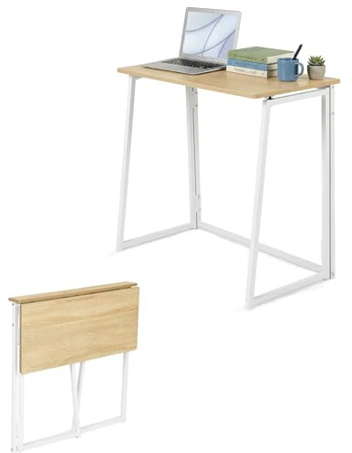Soayone Escritorio Plegable 80×40×74 cm Mesa Ordenador Plegable Mesa de Estudio Pequeña Ahorro de Espacio para Home Office Dormitorio y Salón (Roble y Blanco)