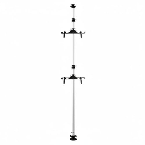 Fonowx Fahrradständer Fahrradhalterung Fahrradaufhängung Fahrradständersystem Boden Decke Klemmstange aus Aluminiumlegierung mit Dicker Rohrwand für, 4M, 2 Haken Eisen
