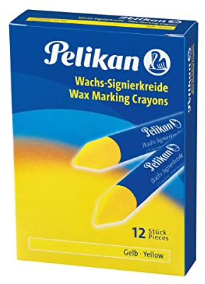 Pelikan 701102 - Wachs-Signierkreide für glatte Untergründe Schachtel mit 12 Stück, gelb