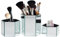 Kurtzy Set of 3 Mirrored Hexagon Makeup & Cosmetic Brush Holder - Small, Medium & Large Silver Pots - Home & Bathroom Vanity Unit Storage Organiser - Practical & Modern Pen & Pencil Desk Tidy