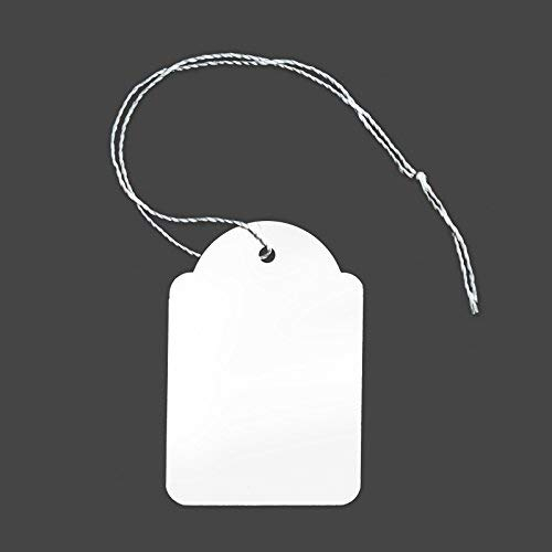POKORNYS - 300 blanko Preisetiketten mit Faden (36 x 53 mm) weiß I Etiketten zum Beschriften I Preisschilder aus Karton mit Baumwollfaden I Anhänger, Hängeetikett & Geschenkanhänger für Kleidung uvm.