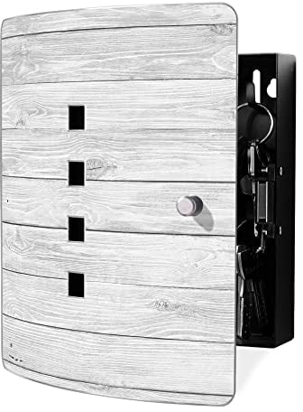banjado Design Schlüsselkasten aus Edelstahl für 10 Schlüssel/Schlüsselbox zur Schlüsselaufbewahrung 24 x 21,5 x 7cm groß mit praktischem Magnetverschluss/Motiv Weiß Gebeizt
