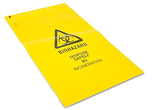 Reliance Medical | Clinical Waste Sack With Adhesive Strip To Identify And Highlight Hazardous Waste - Color Yellow - 30cm x 20cm Lenght x Width - (Pack of 50)