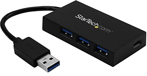 StarTech.com 4 Port USB 3.0 Hub - USB Type-A Hub with 1x USB-C & 3x USB-A (SuperSpeed 5Gbps) - USB Bus or Self-Powered - Portable USB 3.1/3.2 Gen 1 BC 1.2 Charging Hub w/ Power Adapter (HB30A3A1CSFS)