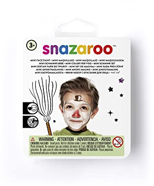 Snazaroo 1172084 Kinderschminke Mini Set Schneemann, 3 Schminkfarben, Farben: Weiß, Braun, Rot, 1 Pinsel, 1 Schwämmchen