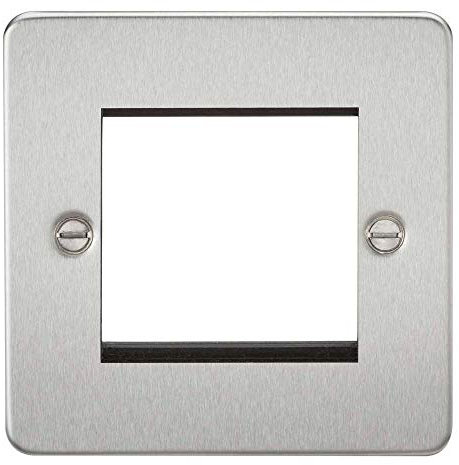 Knightsbridge FP2GBC Flat Plate Modular Faceplate, Brushed Chrome, 2G