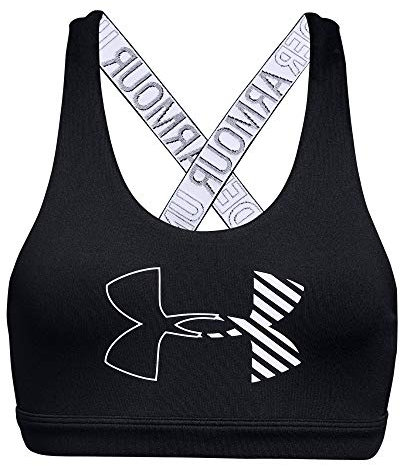 Under Armour Heat Gear Graphic Sport Bra - Black/Graphite/White, Youth Medium
