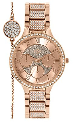 Spirit Orologio analogico al quarzo da donna con cinturino in acciaio legato ASPL117X, Oro rosa, Bracciale