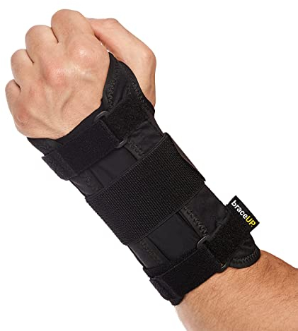BraceUP Handgelenkstütze mit Metall Linke Hand - Handgelenkbandage, Handgelenk Bandagen, für SehnenscheidenEntzündung (S/M, Linke Hand)