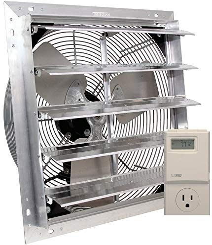 VES Exhaust Fan, 3 Speed Shutter Fan, Box Fan, with 9 Foot Cord for Indoor or Outdoor Ventilation (24 Inches with Control) (20 Inch w/Control)