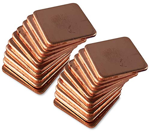 Kupferplättchen [15x15x1mm] [20 Stück] Kupfer Copper Pad Heatsink | geeignet für GPU RAM SSD VRAM VRM Steuerplatinen Elektronik LED SMD IC