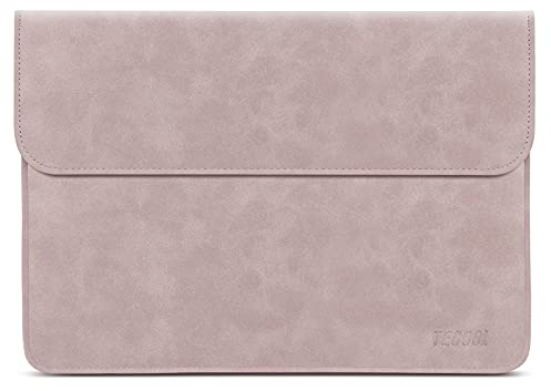 TECOOL 13-13.3 Pouces Housse Ordinateur Portable,Sacoche PC Portable Cuir Pochette pour 2012-2020-2024 MacBook Air/Pro 13 M3 M2 M1,2021 2023 Mac Pro 14 M3 M2 M1,MateBook D14/Surface Laptop-Rose