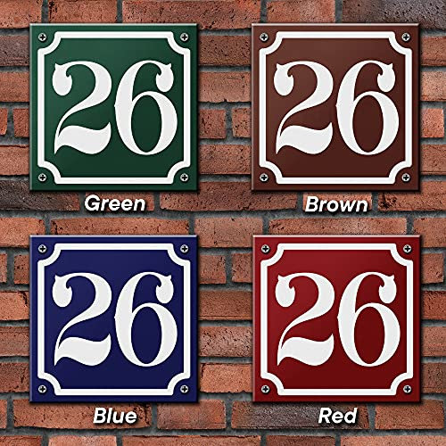 Traditional Personalised French Enamel Vintage Themed Acrylic House Door Number Sign Plague (15cm x 15cm)