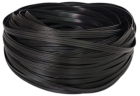 Flaches PE-Rattan-Kunststoffgeflecht für Stuhl, Liegestuhl, Couchtisch, Rattan-Möbel, Reparatur, 4 Linien, Schwarz, 8 x 1,1 mm, 60 m
