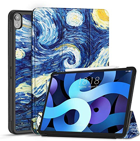 TNP Funda Compatible con iPad Air 4th 10,9 Pulgadas 2020 (A2324 A2072 A2316 A2325), Carcasa Protectora Delgada con Función de Soporte y Auto-Sueño, Estuche Antigolpes para Tabletas (Noche Estrellada)
