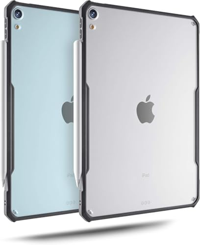 TineeOwl iPad Air 11 Zoll Hülle (2024) M2, 5/4 Hülle 10,9 Zoll (2022/2020), Ultradünne, Matte klare Hülle, unterstützt Apple Pencil Aufladen und Touch ID, TPU Bumper (Schwarz/Matte Rückseite)