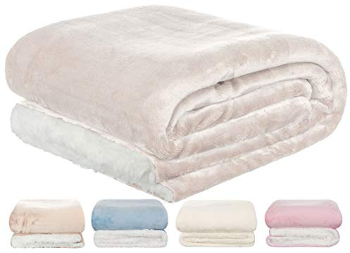 Brandsseller Manta Polar 150 x 200 cm - Cobija acogedora para sofá Fabricada en Tejido Polar y Sherpa - Manta Reversible Supersuave - Gris Claro/Blanco