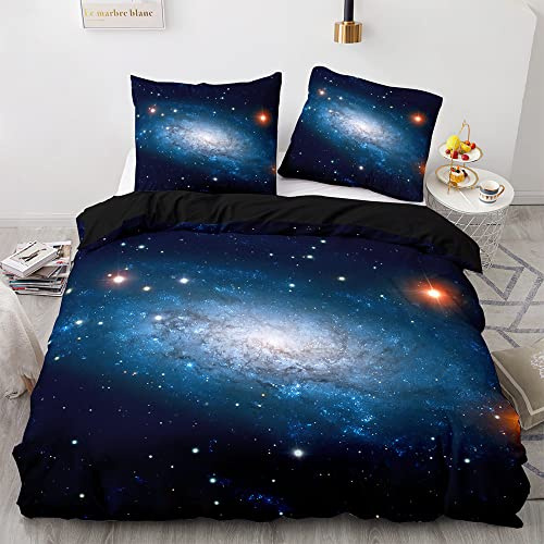 Morbuy Mikrofaser Bettwäsche + Kissenbezug 80x80cm, 3D Galaxis Universum Bettwäsche-set Bettwäsche Set für Erwachsene Kinder, Weiche Bettbezug Set mit Reißverschluss (200x200cm,Universumsnebel)