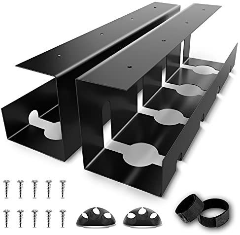 ENONCI Under Desk Cable Management No Drill Sturdy Steel Under Desk Storage Tray for Keeping Cable Desk Tidy, Managing Cables Power Strips for Office and Home (2 Pack)