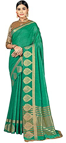 Sarees For Women Indian Diwali Bollywood Baumwolle Kunst Seide Saree Gewebtes Geschenk Sari & unstitched Bluse, Grün
