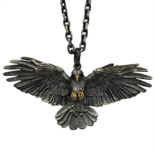 NDYD Vintage Silber Überzogene Krähe Halskette Anhänger Persönlichkeit Männer Frauen Adler Halskette Punk Hip Hop Kette Modeschmuck Party Geschenke