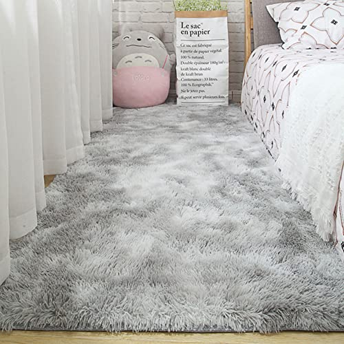 YIFANDU Carpet 60x200cm Anti-Rutsch Unterseite Flauschig Weiche Langflor Teppich Waschbar bis 30 Grad Pflegeleicht für Wohnzimmer, Schlafzimmer, Kinderzimmer oder Flur Läufer, Grau