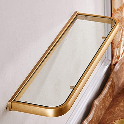 WYRKYP Handtuch Rack Wandmontiert Badezimmer Badezimmer Regal Retro Badzubehör Massiv Messing Antike Messing Fertige Glas Handtuchhalter Handtuchleiste Handtuchständer