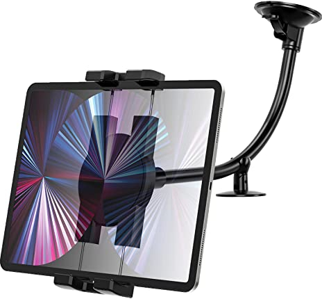 Oilcan Windscreen Tablet Holder for Car, Car Suction Windshield Phone Mount with Gooseneck Long Arm 22CM for iPad Pro Air Mini, iPhone, Samsung Galaxy Tab, Lenovo, Huawei etc (4-12.9)