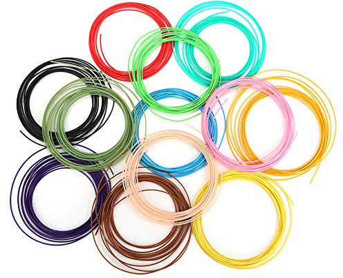 3D Stift Filament PLA,1,75mm PLA Filament Packung mit 20 verschiedenen Farben für ODRVM, Tecboss, Lovebay, 3D Stift and 3D Druck Stift,jede Farbe 5M-Total length 100M (10M, 10 Farben)