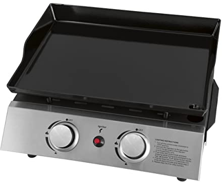 JUSTUS BBQ-Gas-Plancha Grilleau 2, Grillwanne aus emailliertem Stahl, 2 Grillzonen, 1327 04, Edealstahl/Schwarz
