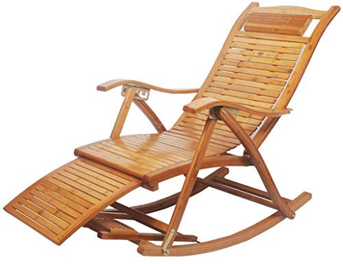 JYCCH Liegestuhl Schaukelstuhl Bambusstuhl mit Armlehnen Rückenlehne Stuhl Schlafzimmer Wohnzimmer Garten Outdoor Liege faltbar (B)