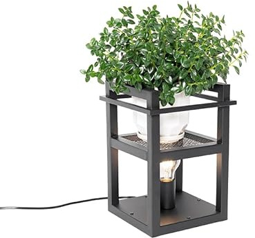 Qazqa Industrie Tischleuchte - Cage Rack - Schwarz, Rechteckig, max. 60W, Geeignet für LED, 31cm, Ideal als Flur, Küche lampe, Schlafzimmerlampe und Wohnzimmerlampe