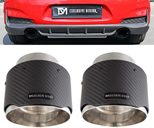 DM Exklusive Design Performance Set Carbon Design Auspuffblende Ø 114mm + Verbinder kompatibel für Hyundai I30 N+ABE