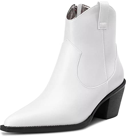 Castamere Donna Basso Gattini Tacco Heel Chiusa a Punta Stivaletti Slip-on Classico Dress da Matrimonio Ufficio Equitazione Stivali Bianco 42 EU