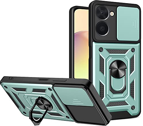 ESTH® Funda para Realme C33 con Protección de Cámara Cubierta y Soporte de Anillo [Compatible con Soporte Magnético para Coche] Carcasa Grado Militar Anti-caída, Verde
