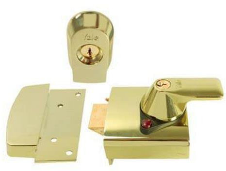 Horison Industries Yale Nightlatch Polished Brass with High-Security 20mm Bolt and Snib Function for Front Doors Anti-Drill, Anti-Pick, Anti-Bump Rim Cylinder - 60mm Backset