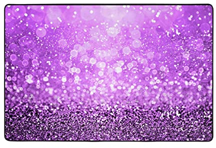 Funkelnder lila Glitzer-Flanell-Teppich, Sturzschutz, absorbiert Wasserteppich, für Wohnzimmer, Esszimmer, Büro