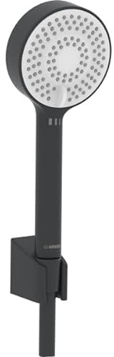 HANSA HANSABASICJET Handbrause-Set, Anti-Kalk-Technik, Durchmesser 95 mm, Eco-Durchfluss, 3-strahlig, 4468013333, Farbe: Matt-Schwarz