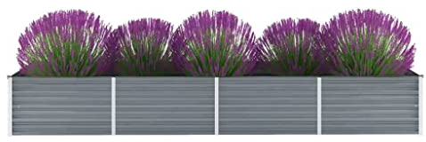 Rechteckiges Graues Hochbeet 320 x 80 x 45 cm | aus hochwertigem verzinktem Stahl für den Außenbereich mit offener Unterseite | sehr langlebig und witterungsbeständig |