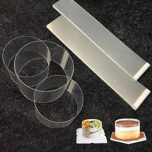 Helweet Tortenrandfolie, Rolle Acetat Folie, Acetat Kuchenstreifen, Acetat Folie, Transparente Acetat, Transparent Rolle Kuchen, Zum Dekorieren von Kuchen, Schokoladenmousse, 50 Stück (5 x 32 cm)