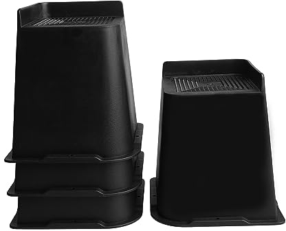 Tcatec 6 Inch Bed Risers L-Shape Furniture Raiser Lifter Heavy Duty Sturdy Furniture Risers for Chair Couch Bed Sofa Table Leg Extenders, Supports Up to 1100 lbs,4 Pack Black