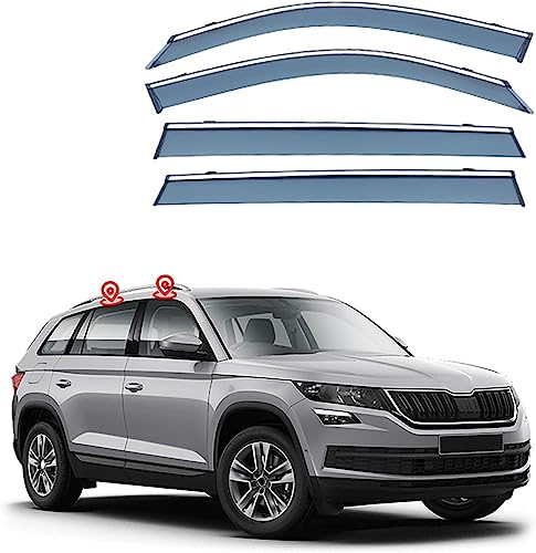 ADUZA Auto Windabweiser Regenabweiser Für Skoda Kodiaq NS7 2017 2018 2019 2020 2021 2022 2023, Vorne Hinten Seitenfenster Regenabweiser Sonnenschutz Deflektoren ZubehöR