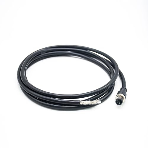 Elecbee Cable eléctrico de 12 pines M12, enchufe recto masculino, Cable eléctrico de un solo extremo, 2M, AWG26, código A, blindado