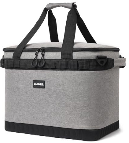 Aschar Isolierte Kühltasche, auslaufsicher, wasserdicht, Lunch-Tragetasche für Arbeit, Picknick, Camping, Reisen, mit verstellbarem Schultergurt, für Erwachsene, Herren, Damen, Grau