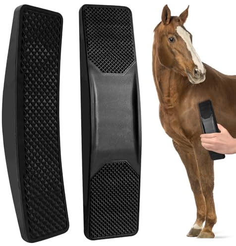 Tuofang 6-in-1 Pferdebürste, Massagekamm für Pferde, Pferdebürsten zur Reinigung, Multifunktionale Horse Grooming Brush, Bürsten Pferde Wurzelbürste (Schwarz)
