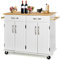TANGZON Large Kitchen Island on Wheels, Rolling Kitchen Storage Trolley with 2 Cabinets, 2 Drawers, Adjustable Shelves, Rubber Wood Worktop & Side Handles, Dining Room Utility Serving Cart (White)